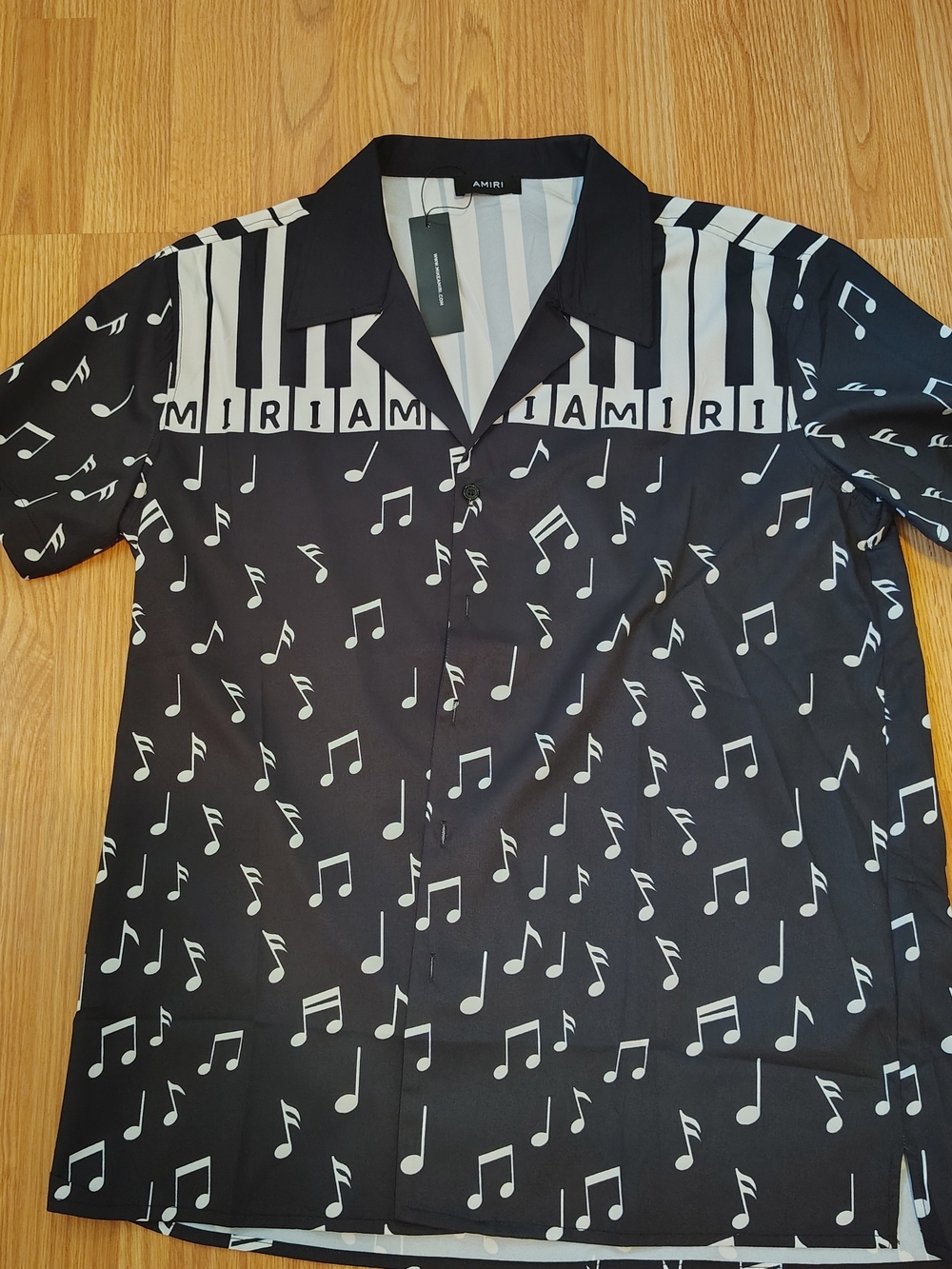 AMIRI Black & White Musical Note Camp Shirt
